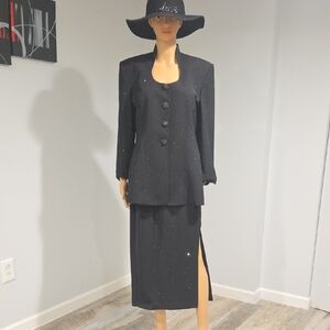 Vintage Black Blazer & Skirt Set